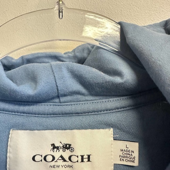 Coach New York Cotton Hoodie Blue Varsity Cursive C Size Large **See Description - Picture 5 of 13